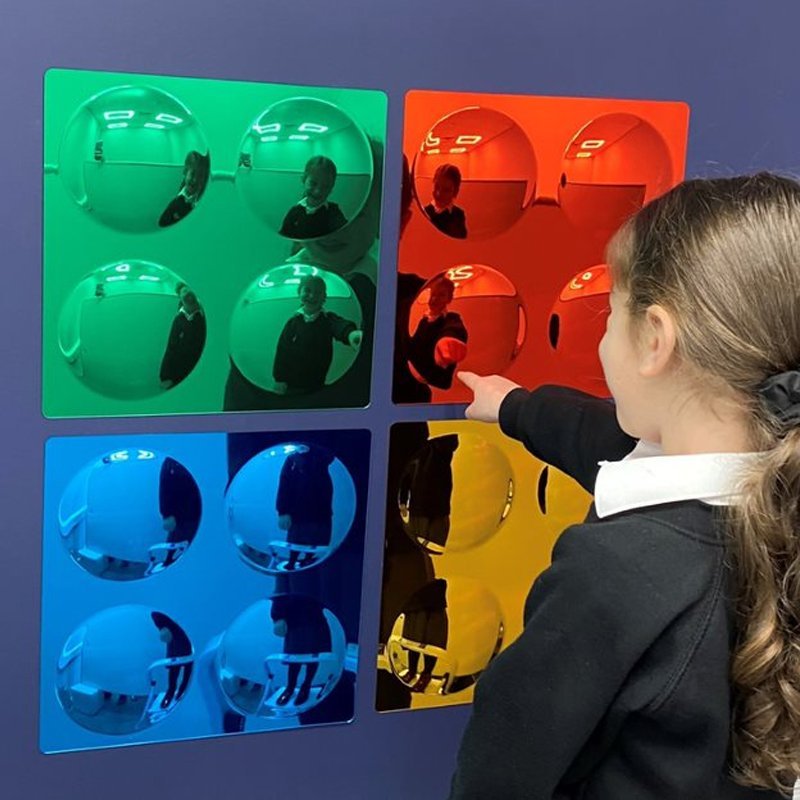 Playlearn Convex Sensory Bubble Mirrors – Set of 4 | Colourful Wall Mirrors