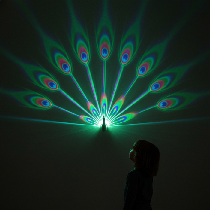 Peacock LED light projector colour-changing sensory wall light for autism