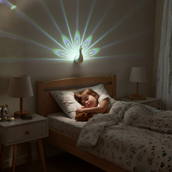 Peacock LED Light Projector — Colour-Changing Sensory Wall Light for Autism & Sensory Needs
