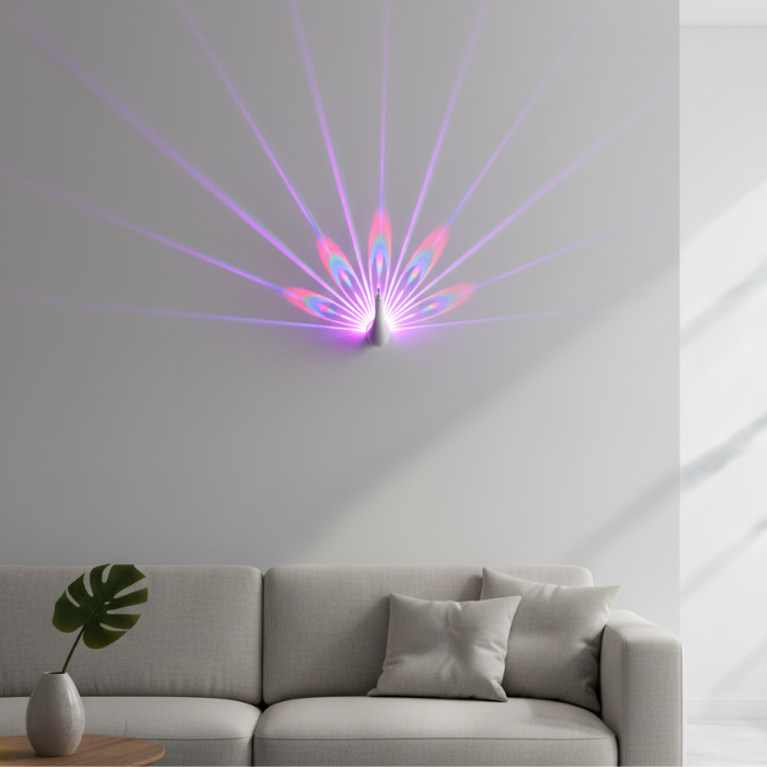 Peacock LED light projector colour-changing sensory wall light for autism
